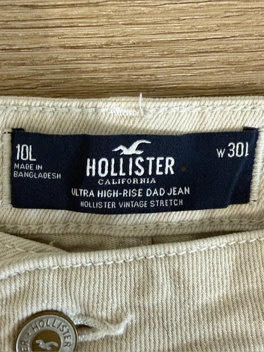 HOLLISTER 10/30 LONG Khaki‎ Light Tan High Rise Dad Jeans Baggy
